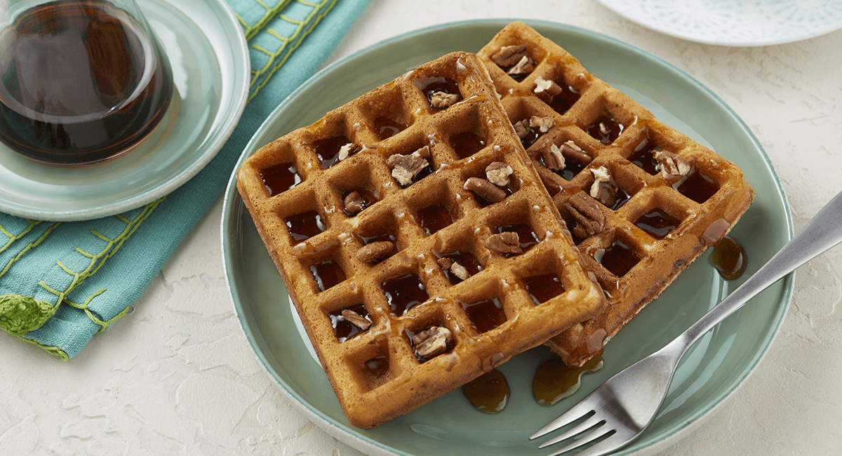 Butter Pecan Waffles with Bourbon Syrup Pearl Milling Company
