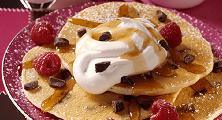 Chocolate Chunk Pancakes with Maple Cream