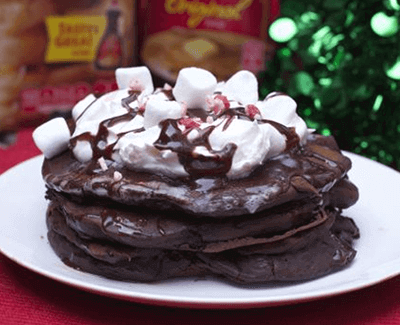 Hot Cocoa Pancakes with Peppermint Glaze graphic link