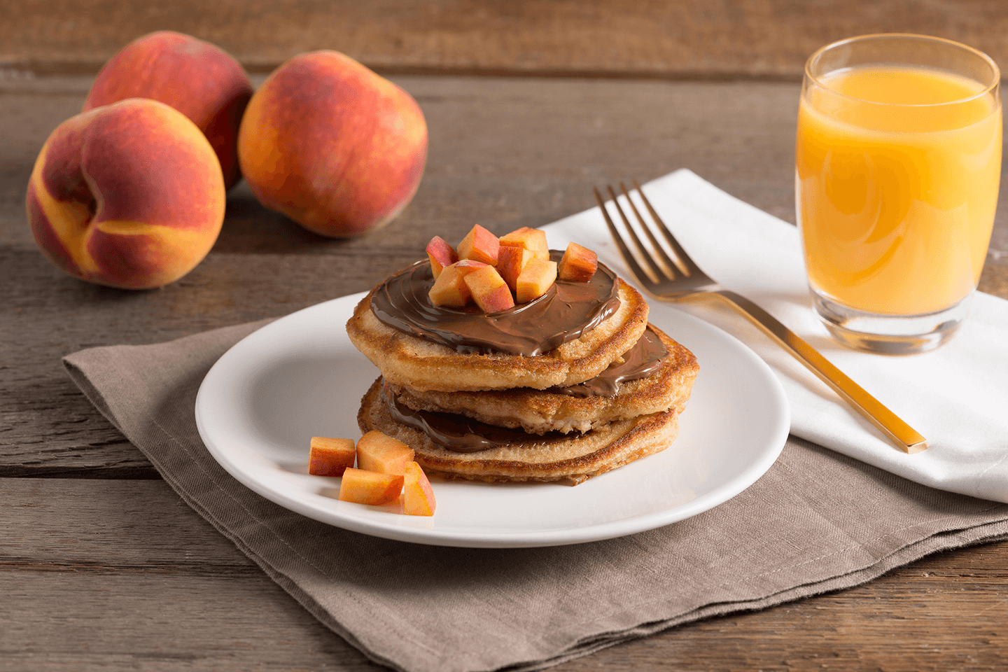Peach Pancakes with Nutella®